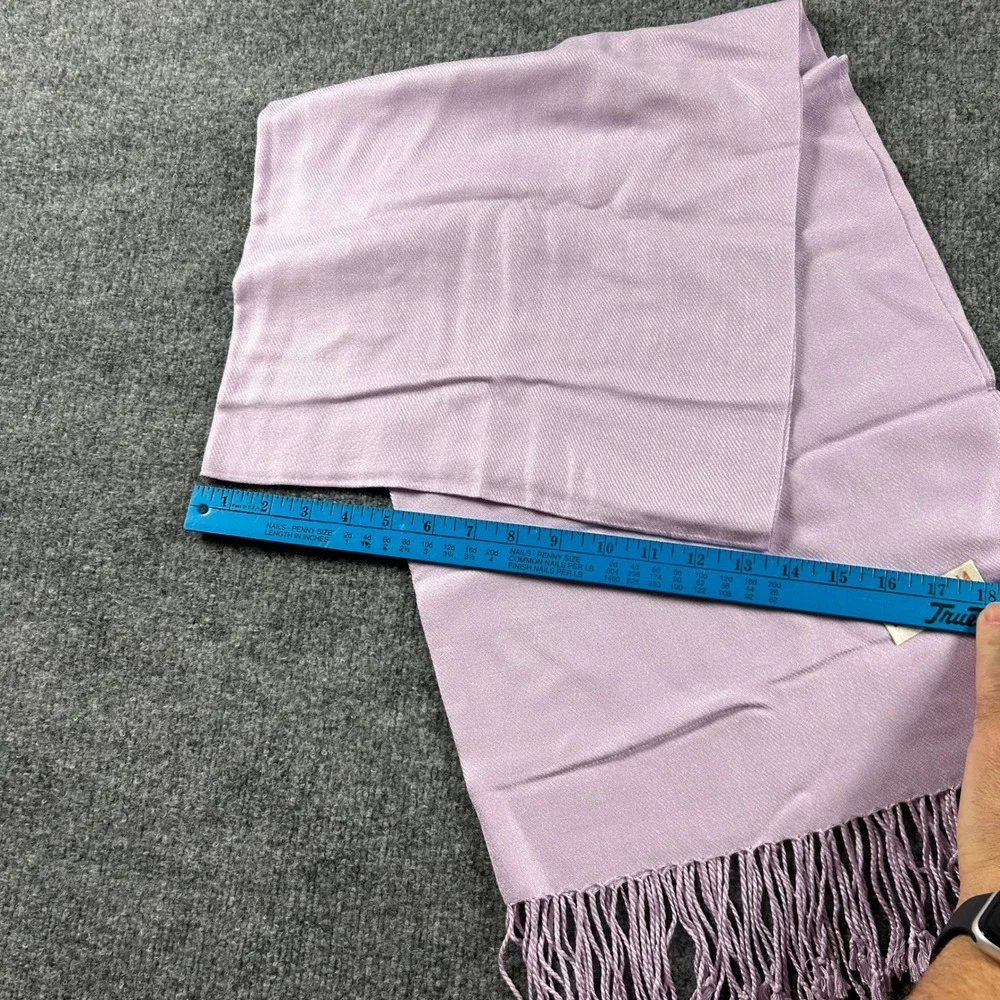 Light Purple Pashmina Shawl Wrap Scarf with Fringe Lilac Solid Twill Wrap
